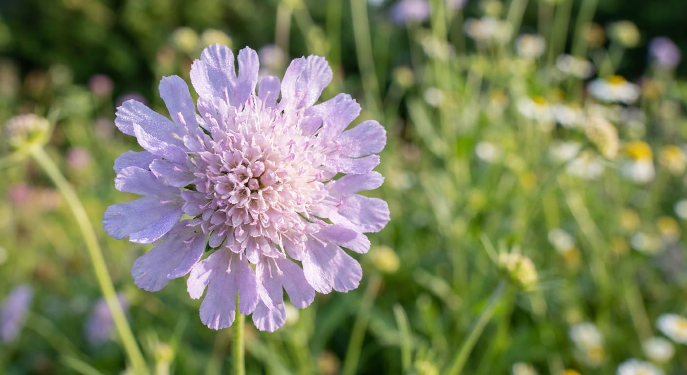 Elegant purple lisianthus blooms, soft light, garden setting, resembles a rose but more delicate