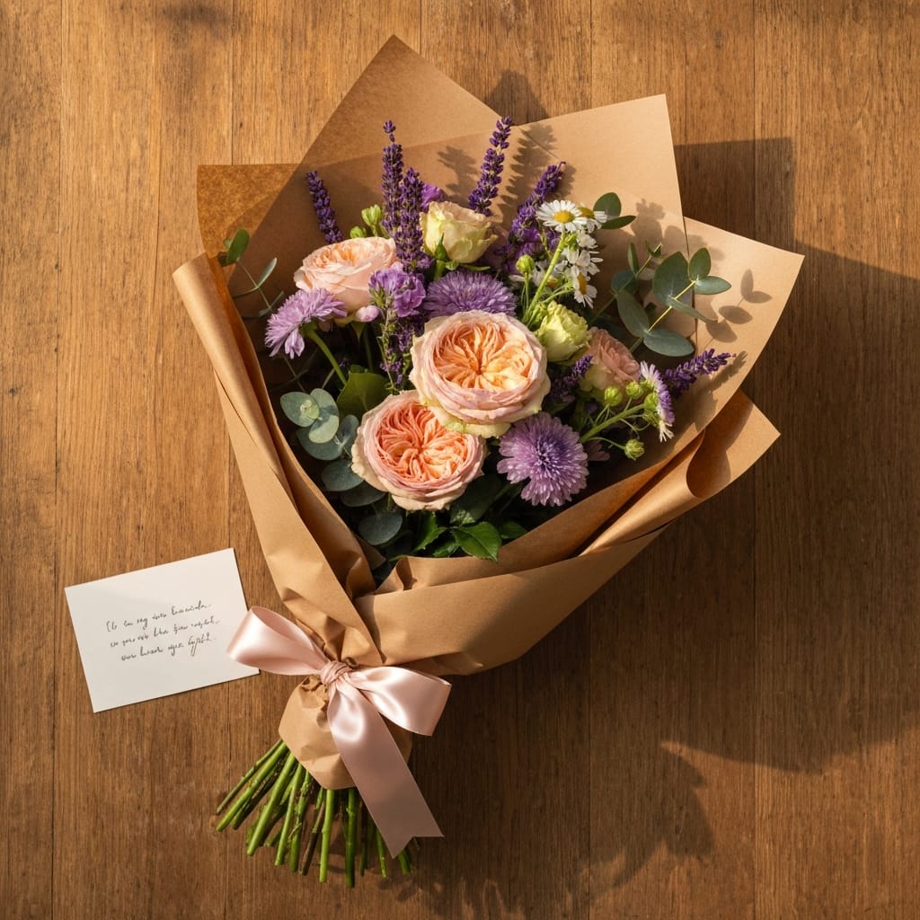 A close-up of vibrant pink and white peonies and fragrant sweet peas in a crystal vase, soft morning window light, shallow depth of field, elegant wedding reception table centerpiece