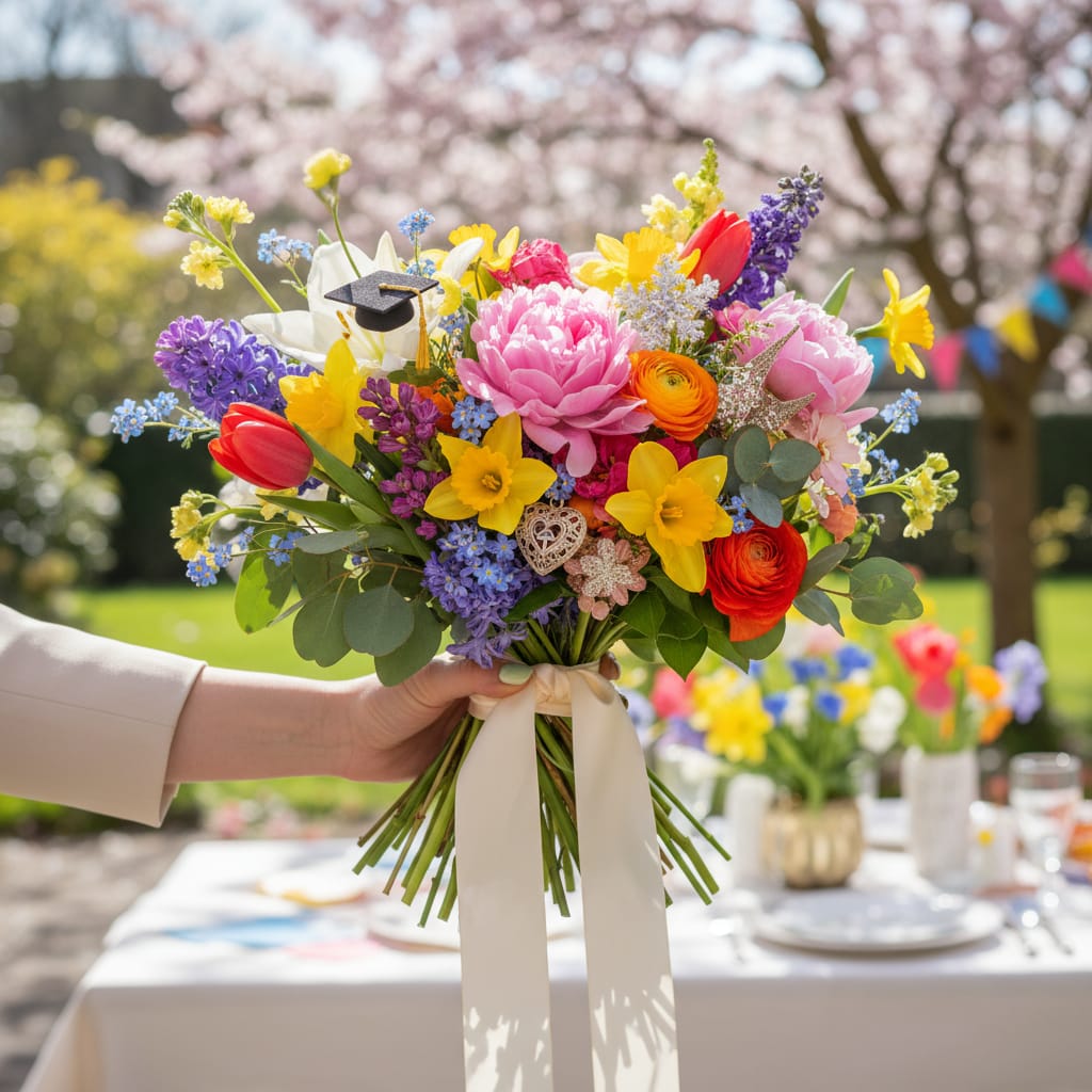 A colourful spring bouquet representing gifting flowers across a variety of occasions and seasons